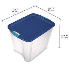 Sterilite Tall Storage Box with Blue Latch (60 x 47.3 x 51.1 cm, 98 L)