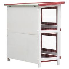 vidaXL Pine Wood 4-Doors Rabbit Cage (90 x 45 x 90 cm, Red)