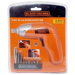 Black+Decker Cordless Screwdriver Set, CSD300TO (3.6 V)