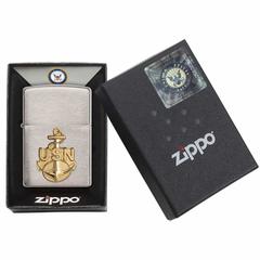 Zippo Navy Anchor Emblem Windproof Lighter, 280ANC (Chrome & Brass)