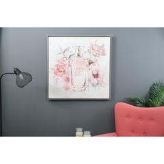 PAN Emirates Stylized Floral Hand-Painted Canvas Wall Art (83 x 83 cm, Pink)
