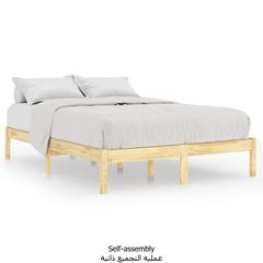 إطار سرير خشب صنوبر صلب 5 قدم مقاس كينج (150 × 200 سم)