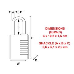 Master Lock Aluminum Combination Padlock (4 x 10.2 x 1.5 cm)