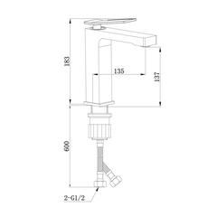 Milano Teriz Brass Basin Mixer (69 x 45 x 10 cm)