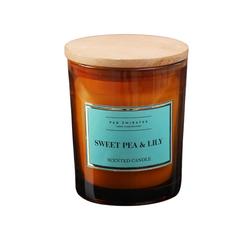 جرة شمع زجاجية معطرة فن حول الإمارات (200 جرام ، بازيلا و الزنبق الحلو)
