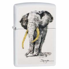 Zippo Spazuk Elephant Windproof Lighter, 29844 (White Matte)