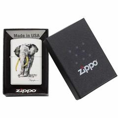 Zippo Spazuk Elephant Windproof Lighter, 29844 (White Matte)