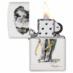 Zippo Spazuk Elephant Windproof Lighter, 29844 (White Matte)