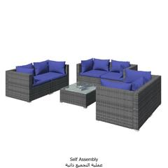 طقم كنب حديقة 7 قطع مع وسائد رمادي 60 × 60 × 30 سم بولي راتان فيدا إكس إل