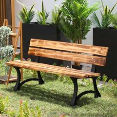 3-Seater Metal & Pinewood Park Bench Danube Home