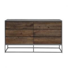Pan Emirates Palisade Wooden Dresser W/6 Drawers (Gray & Brown)