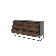 Pan Emirates Palisade Wooden Dresser W/6 Drawers (Gray & Brown)