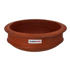 Olsenmark Traditional Cookware Clay Flat Fish Curry Pot, OMCP6004 (25 cm)