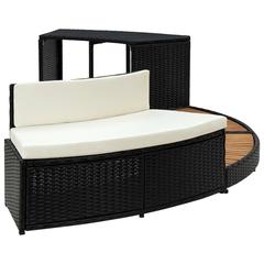 Poly Rattan & Solid Acacia Wood Spa Surround vidaXL (289 x 124 x 56 cm)