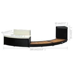 Poly Rattan & Solid Acacia Wood Spa Surround vidaXL (289 x 124 x 56 cm)