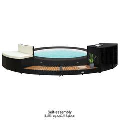 Poly Rattan & Solid Acacia Wood Spa Surround vidaXL (289 x 124 x 56 cm)