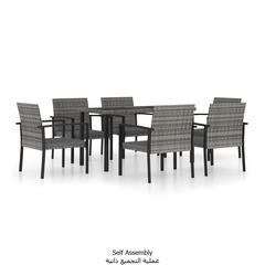 6-Seater Poly Rattan Garden Dining Set vidaXL (140 x 70 x 73 cm, Gray)