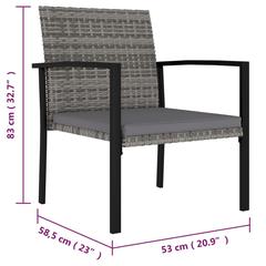 6-Seater Poly Rattan Garden Dining Set vidaXL (140 x 70 x 73 cm, Gray)