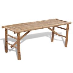 Bamboo Table W/2 Benches vidaXL