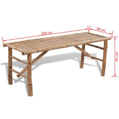 Bamboo Table W/2 Benches vidaXL