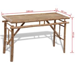 Bamboo Table W/2 Benches vidaXL