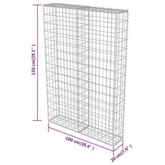 vidaXL Gabion Wall with Covers Galvanized Steel 100x20x150 cm