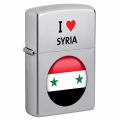 ولاعة زيبو مقاومة للرياح بتصميم علم و كتابة أنا أحب سوريا CI412706205 (كروم لامع)