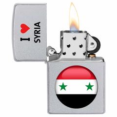 ولاعة زيبو مقاومة للرياح بتصميم علم و كتابة أنا أحب سوريا CI412706205 (كروم لامع)