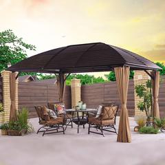 Montero Rectangle Aluminum Gazebo W/Curtains Danube Home (3 x 4 x 3 m)