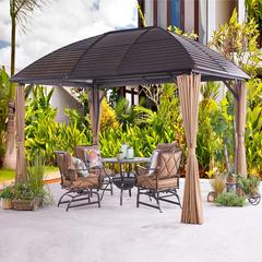 Montero Rectangle Aluminum Gazebo W/Curtains Danube Home (3 x 4 x 3 m)