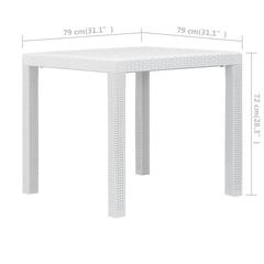 vidaXL Rattan-Look Plastic Garden Table (79 x 79 x 72 cm, White)