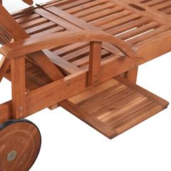 Solid Acacia Wood Sun Lounger W/2 Wheels vidaXL (200 x 68 x 30 cm)