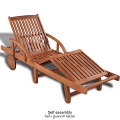 Solid Acacia Wood Sun Lounger W/2 Wheels vidaXL (200 x 68 x 30 cm)