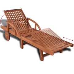 Solid Acacia Wood Sun Lounger W/2 Wheels vidaXL (200 x 68 x 30 cm)