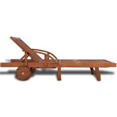 Solid Acacia Wood Sun Lounger W/2 Wheels vidaXL (200 x 68 x 30 cm)