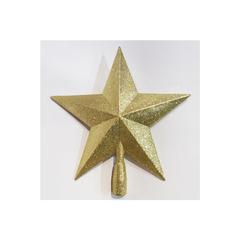 ديكور نجمة علوية بلاستيكية لزينة شجرة الكريسماس حول الإمارات (25 سم ، ذهبي)