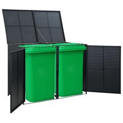 vidaXL Poly Rattan Double Wheelie Bin Shed (148 x 80 x 111 cm, Black)