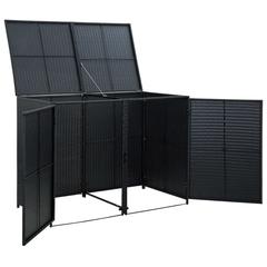 vidaXL Poly Rattan Double Wheelie Bin Shed (148 x 80 x 111 cm, Black)