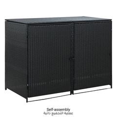 vidaXL Poly Rattan Double Wheelie Bin Shed (148 x 80 x 111 cm, Black)