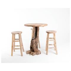 Nagasai 4-Seater Teak Wood High Table & Stool Set Khashabeesta