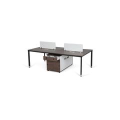 Pan Emirates Hobson Office Workstation 4 Person (Dark Walnut & Black)