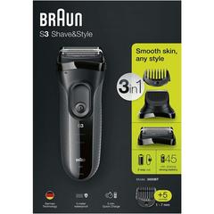 Braun Series 3, 3-in-1 Shave & Style Electric Shaver W/Precision Trimmer & 5 Comb Attachments, 3000BT