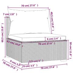vidaXL Garden Lounge Set with Cushions 70 x 70 x 60 cm Poly Rattan Grey (5 pcs)
