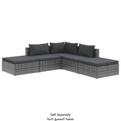 vidaXL Garden Lounge Set with Cushions 70 x 70 x 60 cm Poly Rattan Grey (5 pcs)