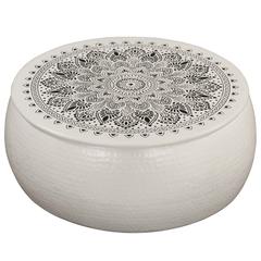 vidaXL Coffee Table Hammered Aluminum 70x30 cm White