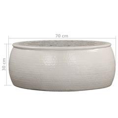 vidaXL Coffee Table Hammered Aluminum 70x30 cm White