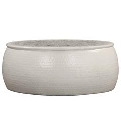 vidaXL Coffee Table Hammered Aluminum 70x30 cm White