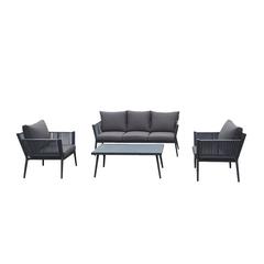 Delight 5-Seater Aluminum & Steel Sofa Set W/Cushions Danube Home