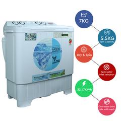Nobel 7 kg Freestanding Top Load Semi Auto Washing Machine, NWM8001