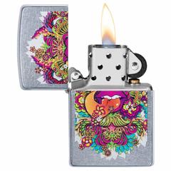Zippo Psychedelic Lip Design Windproof Pocket Lighter, 49110 207 (Street Chrome)